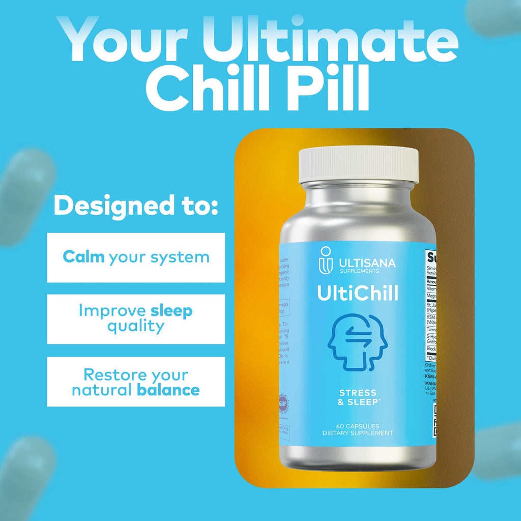 Ultisana UltiChill Stress Relief Supplement for Sleep & Mood, 60 Capsules