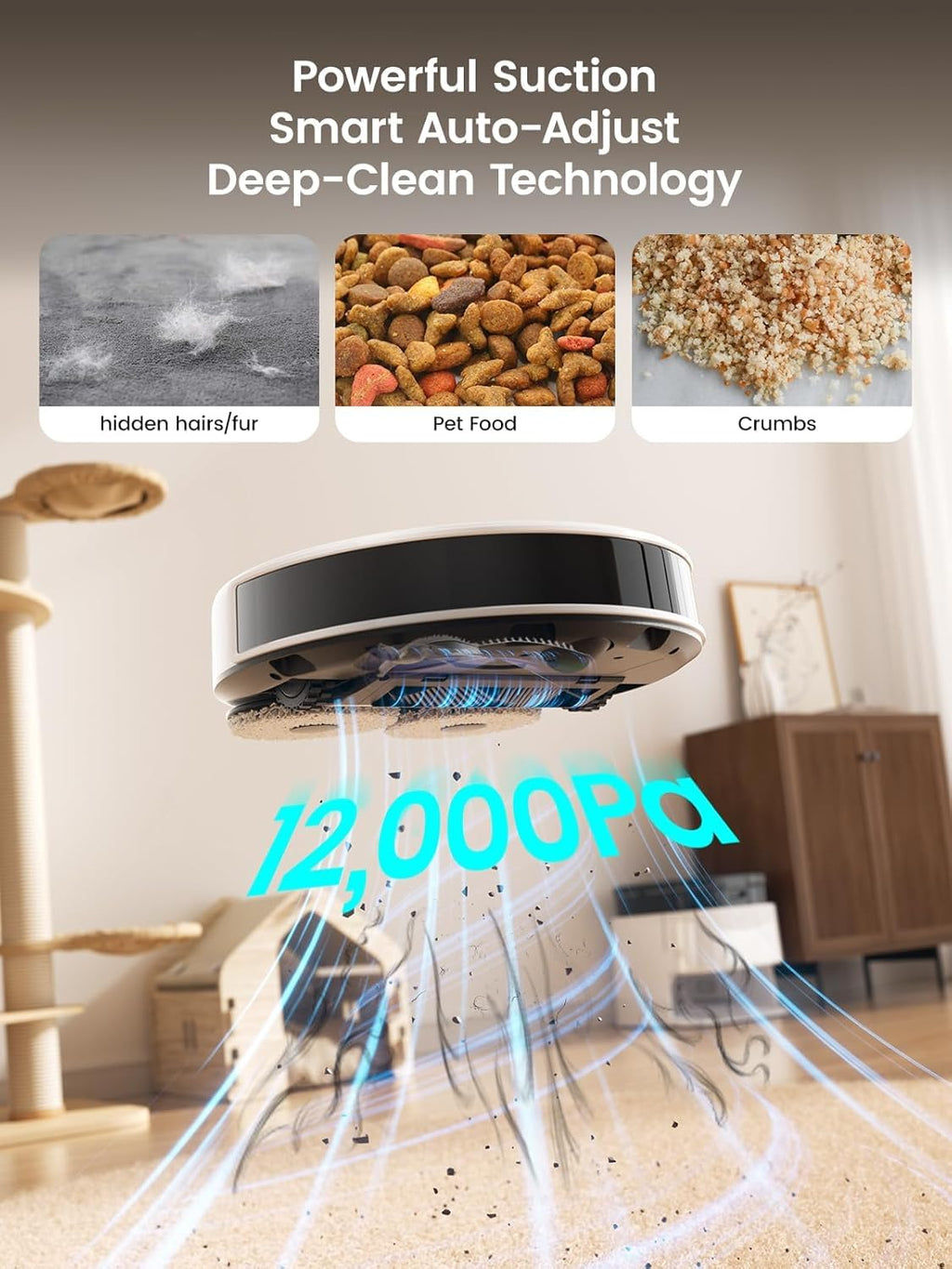 Lefant Robot Vacuum and Mop, 12000Pa Suction, 90-Day Self-Emptying, Obstacle Avoidance, Auto Mop Washing&Drying, All-in-One for Pet Hair Carpet, 5G WiFi Alexa/APP/iWatch Control, M3
