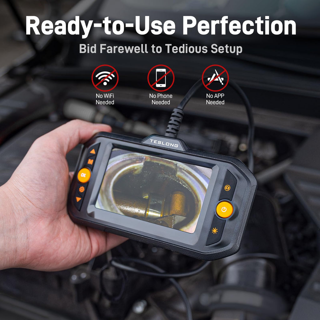 Teslong Endoscope Borescope with Light, Snake Inspection Camera for Automotive Engine, Waterproof Fiber Optic Camera for Mechanics - Ideal for Wall, Vent, Wire Video Scope (16.5FT)