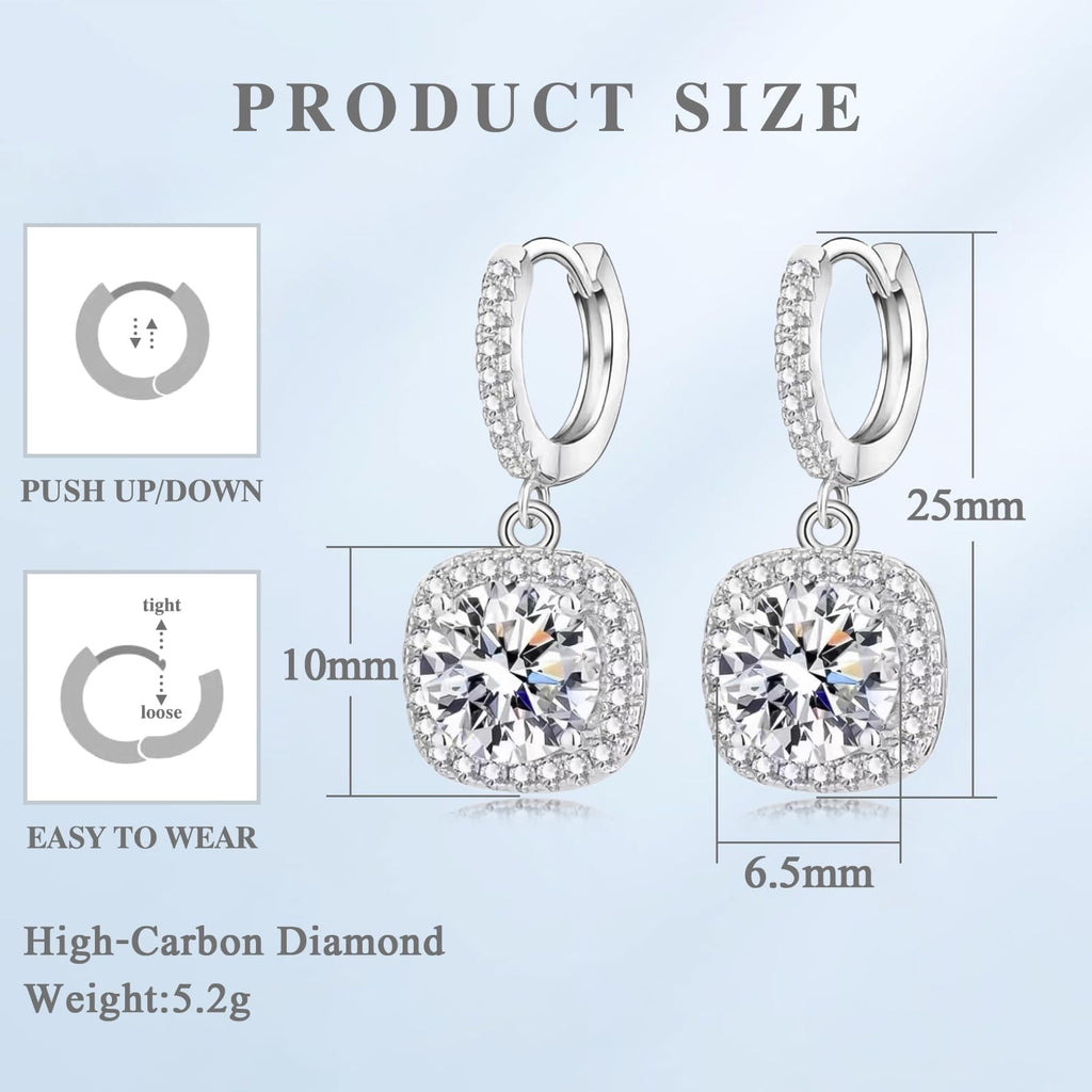 GIRIOIZ High-Carbon Diamond Hoop Earrings for Women Sterling Silver Cuff Earrings Drop Huggie Stud Halo Earrings with 18K (White2)
