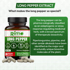 Rimo Nutrition Long Pepper 60 Vegan Capsules Natural Senolytic Supplement Agent – with Piper longumine (500mg)