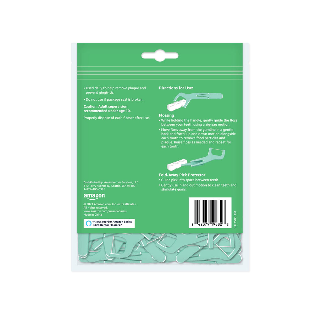 Amazon Basics Mint Dental Flosses, 540 Count, 6 Packs of 90