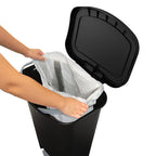 Glad 13 Gallon Trash Can with Clorox Odor Protection, 2 Pack | Plastic Kitchen Waste Bin | Hands Free with Step On Foot Pedal and Garbage Bag Rings, Black