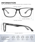 ANYLUV Blue Light Glasses Men/Women, Working Blue Light Blocking Glasses, Relieve Eyestrain-Carbon fiber Black