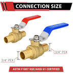 (Pack of 40) EFIELD 3/4 Inch Pex Brass Full Port Shut-off Ball Valve for Hot and Cold, Potable Water, UPC Certified,(VALVE013-40PCS)