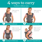 Infantino Flip 4-in-1 Baby Carrier Convertible Ergonomic, Gray
