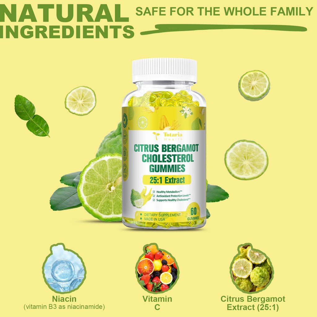 Sugar Free Citrus Bergamot Gummies - All Natural Supplements 25:1 Extract from Italian Bergamot Supplement for Healthy Anti-Aging Sugar-Free Vegan
