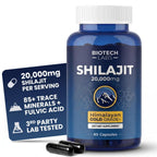 Biotech Labs Shilajit 20,000mg – Gold Grade Himalayan Extract | High Fulvic Acid, 85+ Trace Minerals | Energy, Vitality & Testosterone Support | Men’s Wellness & Performance | 60 Capsules