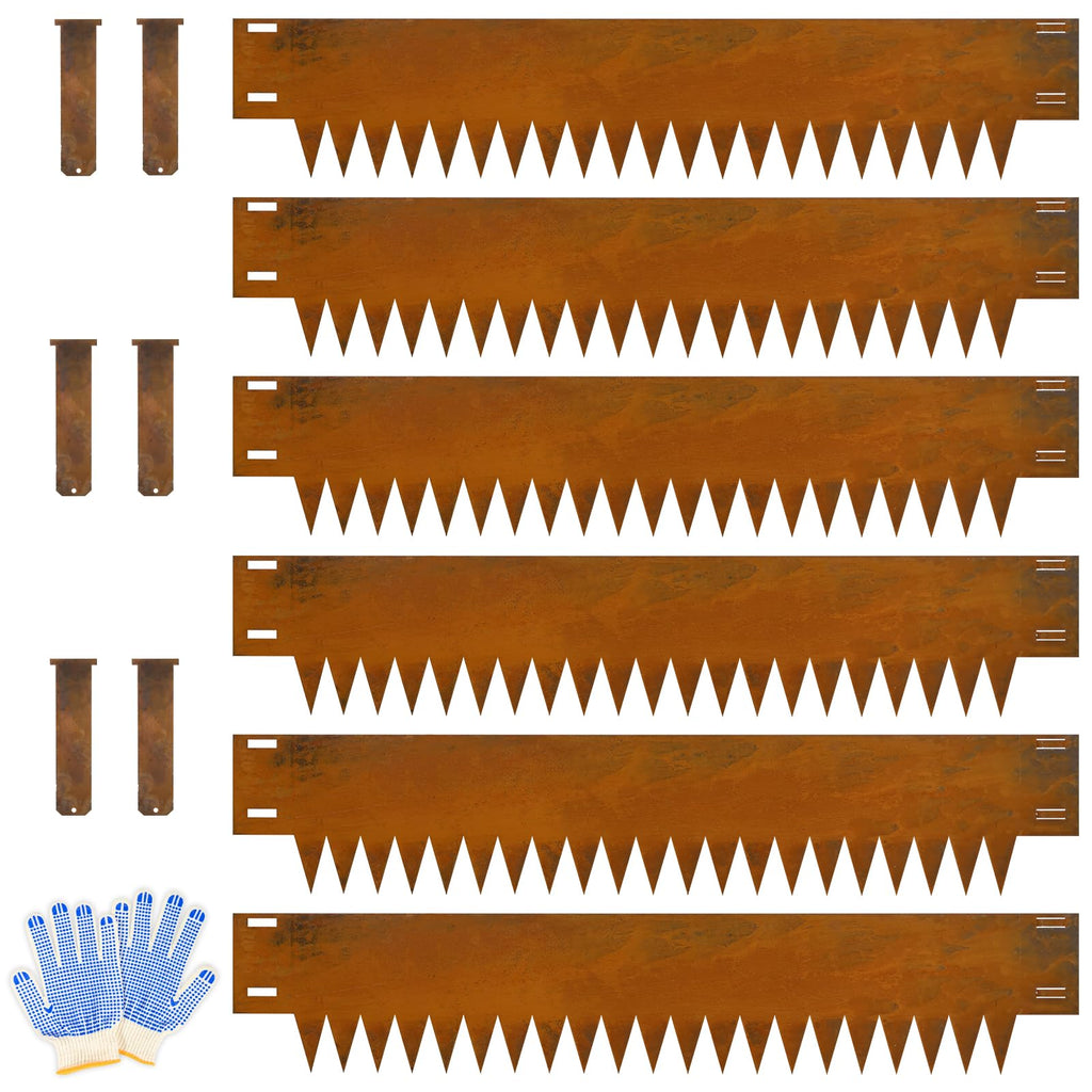 Ganeekiron Metal Landscaping Edging, 6Hx40L Inch 6-Pack Rustic