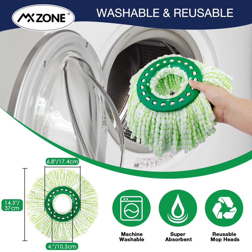 4 Pack Spin Mop Head Replacement Compatible with Libman Tornado, Microfiber Mop Head for Libman Tornado Spin Mop System, Machine Washable Mop Refill Head, Easy to Replace