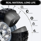 4.10/3.50-4 Flat Free Tire Wheels 10 Inch, (2 PICK) Solid Rubber Puncture Proof Airless Wheels with 5/8" Bearings 2.2" Offset Hub for Hand Truck, Dolly Gorilla Cart, Wheelbarrow, Outdoor Utility Cart