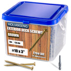 Deck Screws 3 Inch, #10 x 3'', Rust Resistant, Brown Epoxy Coated, Outdoor Screws, Torx/Star Drive, T25 Bit,5lb
