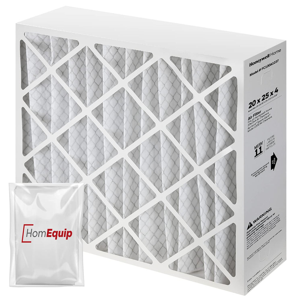 20x25x4 Furnace Filters, FC100A1037 Filter Replacement, Merv 11 Filter Media with Homequip Disposal Bag (2 Pack)