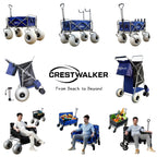 CRESTWALKER 13'' Balloon Wheel Beach Cart, Upright Stroller Wheeler with Big Wheels for Sand, Holds 4 Folding Chairs, Pump Included