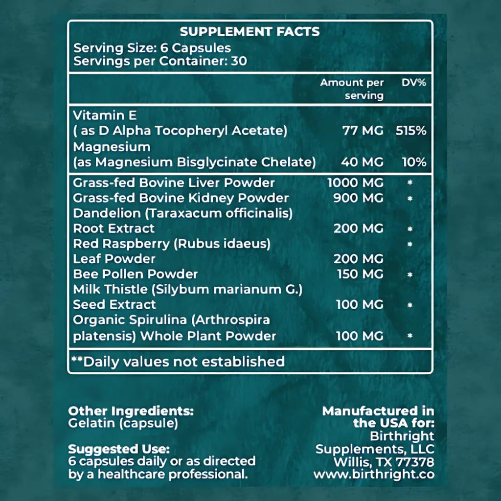 Birthright Revive Supplements for Women- Progesterone Support, Energy, Fertility, Menstrual Cycle, Ovulation, Pregnancy and Menopause… All Natural, Whole Foods, Animal Based with Herbal Blend