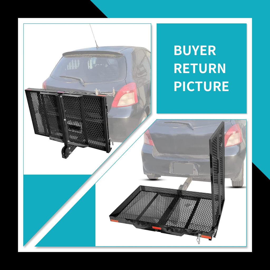 New Mobility Carrier Ramp Hitch Mounted 46.2 x 26.8 x 38.7 500 lbs for Wheelchair Electric Scooter Medical Disability with Rack Ramp Capacity Steel w/3" Rail Fit 2" Hitch Receiver SUV Truck Van Car