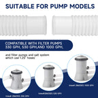 Pool Hoses for Above Ground Pools, 3 Pack 1.25 x 59 Inch Pool Filter Pump Hoses, Compatible with Intex Pool Filter Pump 607, 637 With 6 Metal Clamps