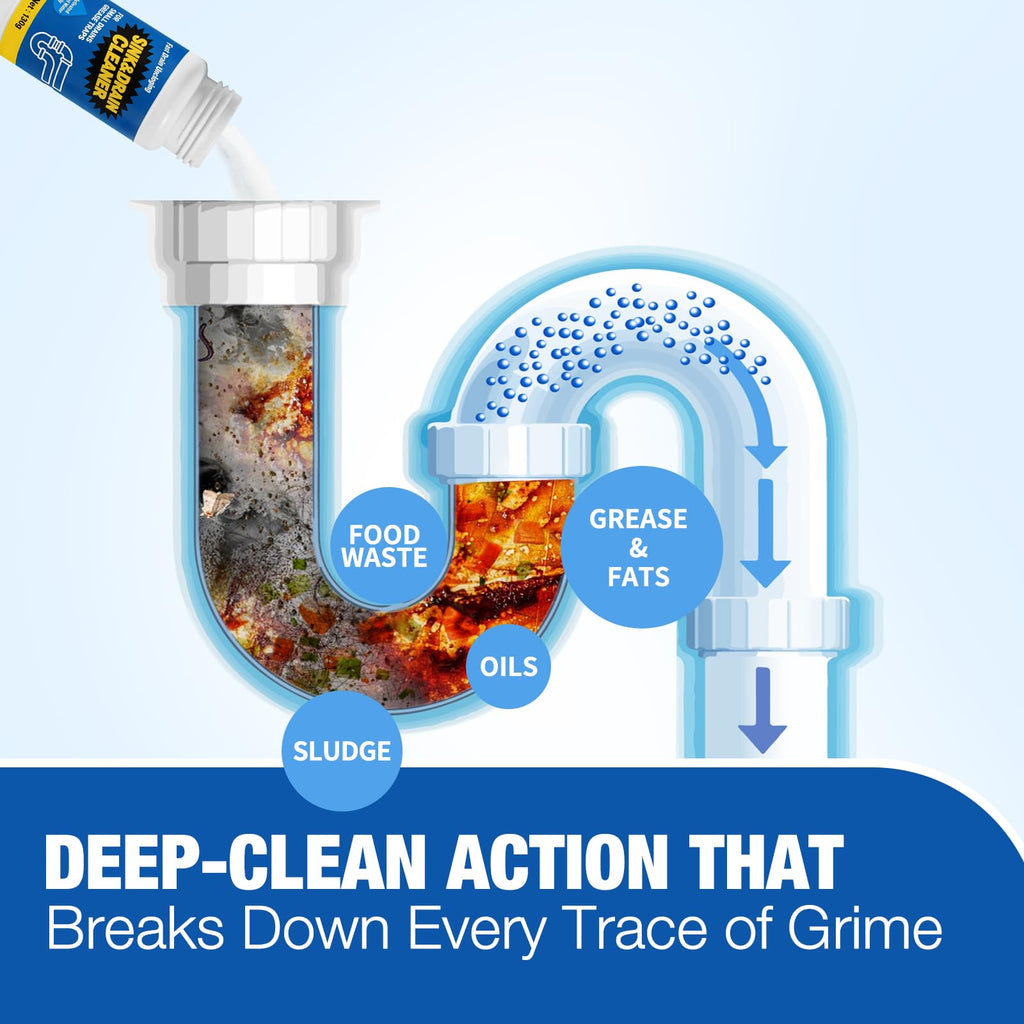 Sink Drain Cleaner Powder: Household Drain Clog Remover for Sink Shower Tub Kitchen Bathroom Pipes Floor Drains - Easy-to-Use Home Unclogging Opener (4 Pack)