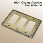 Henne Bery Rope Edge Decorative Wall Plate Switch Plate Outlet Cover (Triple Decorator, Antique Brass)