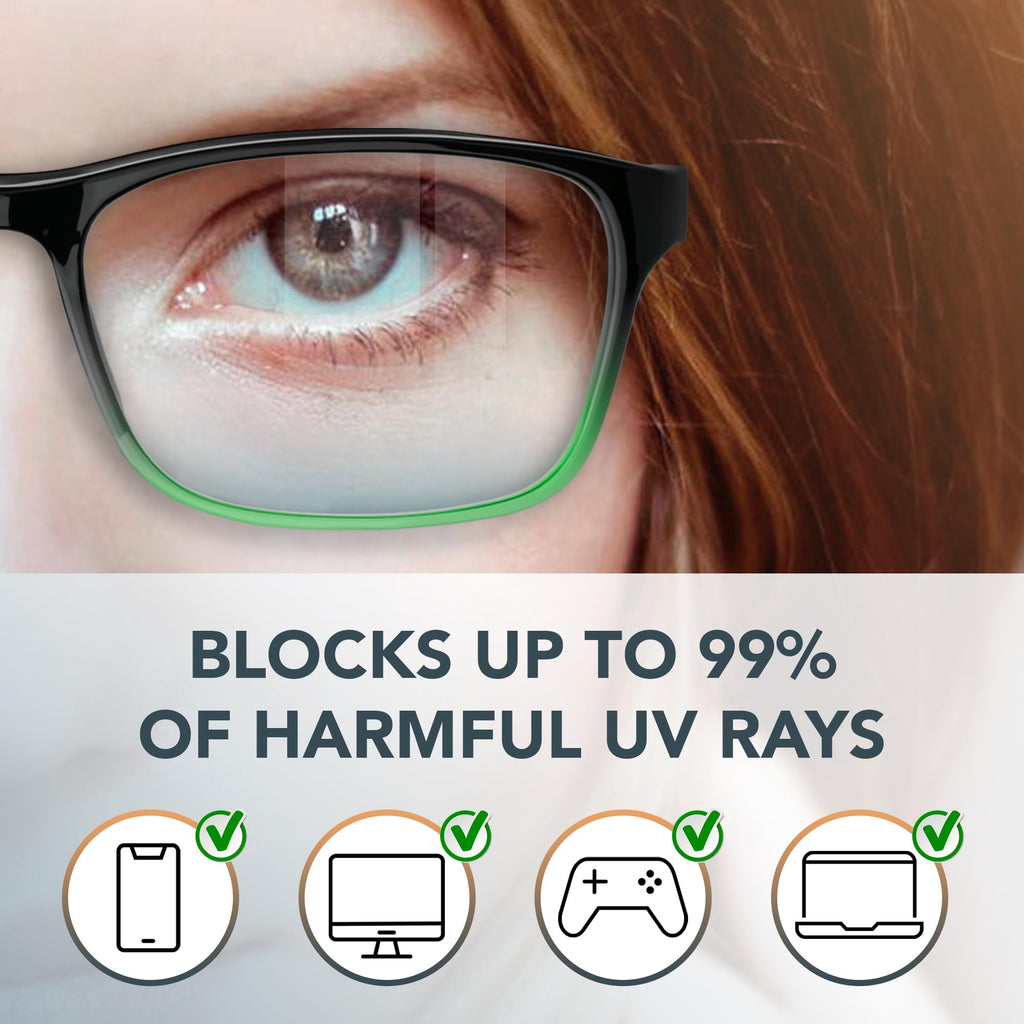 Benicci Stylish Blue Light Blocking Glasses for Women or Men - Ease Computer and Digital Eye Strain, Dry Eyes, Headaches and Blurry - Black Gradient Green