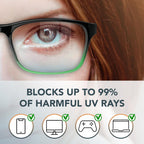 Benicci Stylish Blue Light Blocking Glasses for Women or Men - Ease Computer and Digital Eye Strain, Dry Eyes, Headaches and Blurry - Black Gradient Green