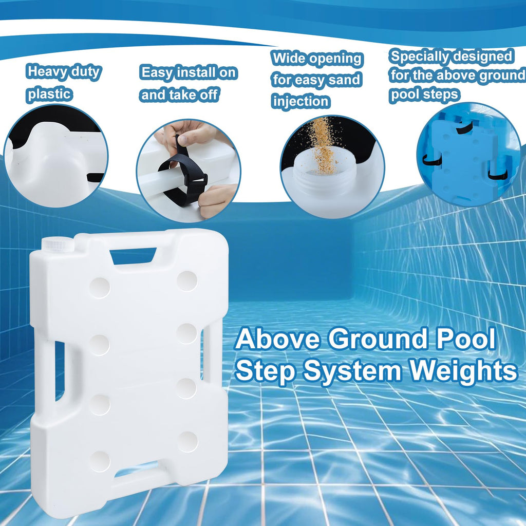 Feoang 2 Pack Pool Ladder Weights, Heavy Duty 52LBS HDPE Pool Step Weights to Prevent Floating, Reusable Swimming Pool Stair Weights Anchor Sand Bag with 8 Adjustable Straps for Above Ground Pools