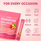 Hormone Balance for Women, Female Hormonal Support Drink Mix with Myo-inositol, Magnesium, Rhodiola Rosea, Vitamin C, Cortisol Supplement for Women, Vegan, Sugar-Free, Non-GMO, 30 Stick Packs