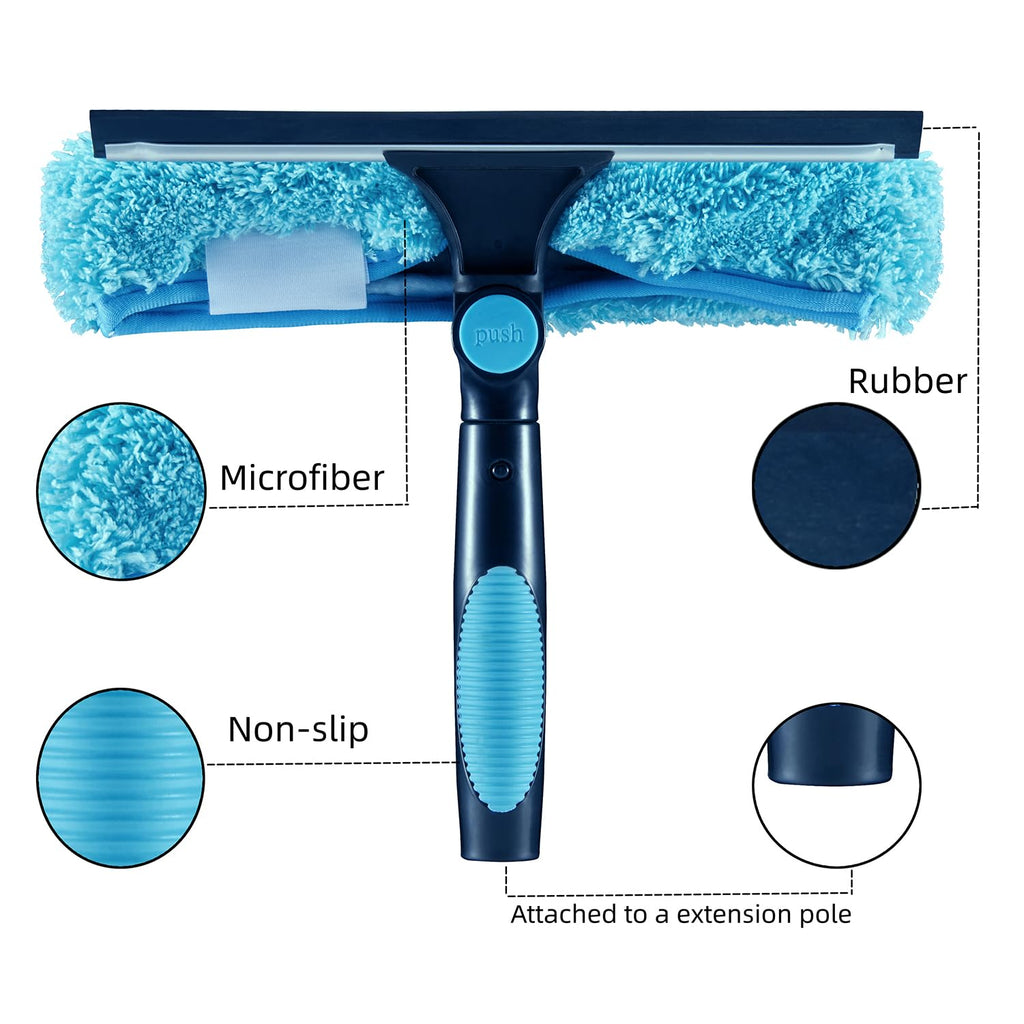 Hicavar 11" Window Squeegee and Microfiber Scrubber 2-in-1 Combo Cleaning Tools (Attachement Only) (9)