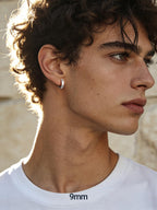 PROSTEEL Silver Mens Hoop Earrings Stainless Steel Huggies