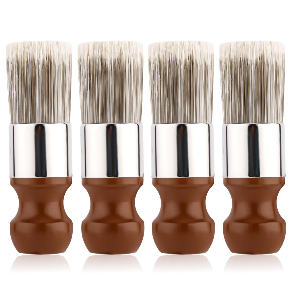4pcs Salve Brushes for Furniture, Leather Cleaning Brush with Wood Handle and Soft Bristles Repair Cream Balm Applicator Tools for Furniture Home Leather(Salve Not Included)