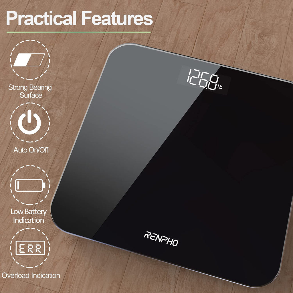RENPHO Scale for Body Weight, Bathroom Weighing Scale, Highly Accurate & Measures Weight up to 400 lb/180kg, Batteries Included, 10.2"/260mm, Gradient