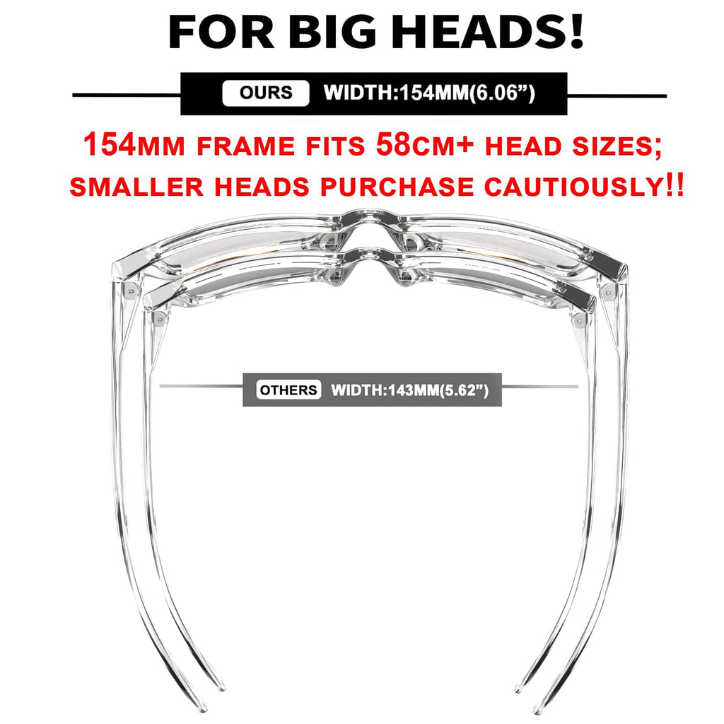 MAXJULI Blue Light Glasses XXL Size Double Extra Large Z87 for Big Wide Heads Men 8228 (Clear)
