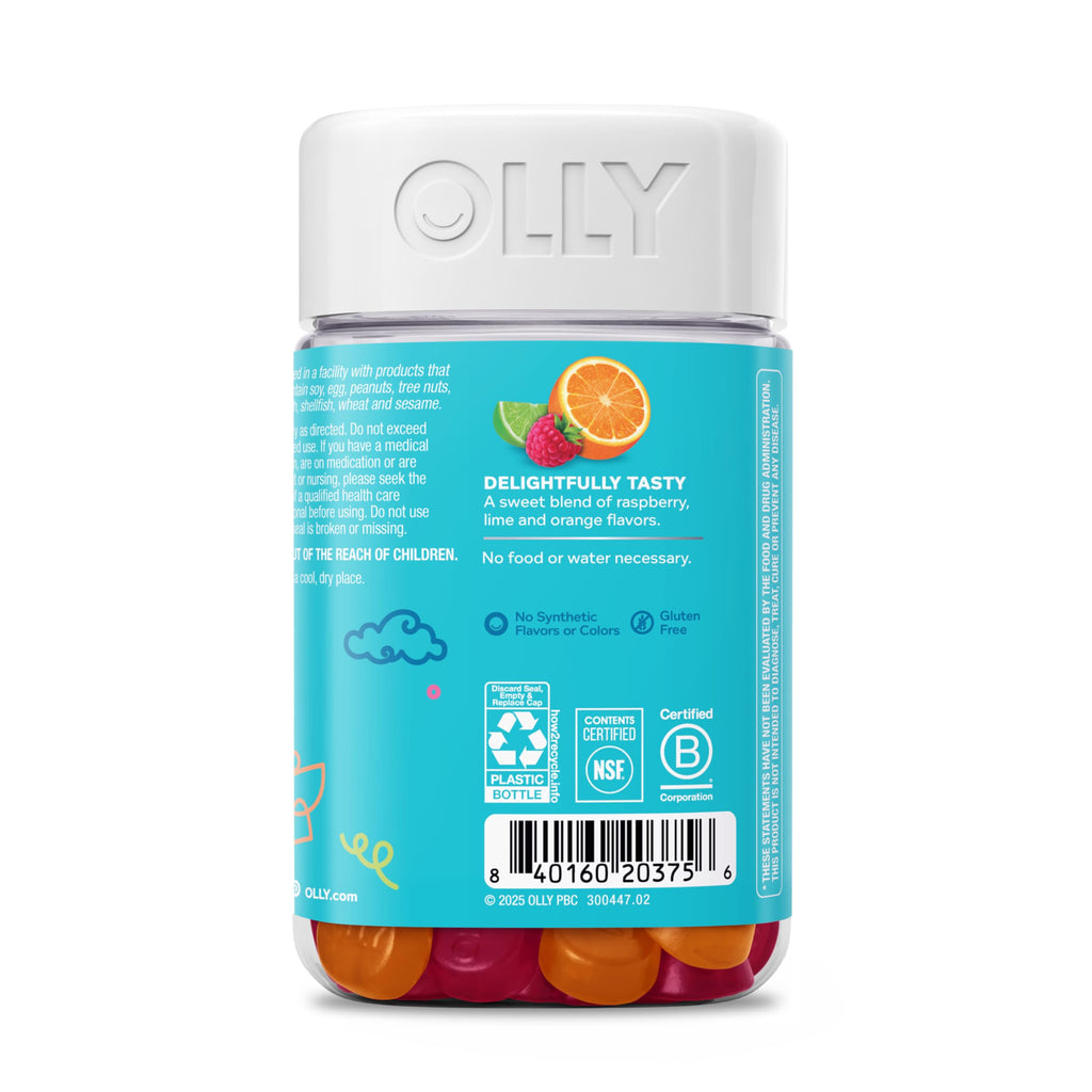 OLLY Kids Chillax Gummy, for a Calm and Relaxed Mood*, Magnesium, L-Theanine, Lemon Balm Extract, Chewable Supplement, Sherbet Flavored, 35 Day Supply - 70 Count (Packaging May Vary)