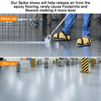FIETODK Epoxy Floor Spiked Shoes Fully Assembled Gunite Spiked Shoes with 3/4" Short Spikes with Adjustable Straps for Garage Floor Epoxy, Overlays, Cover Installation, 2 Pairs (Black)