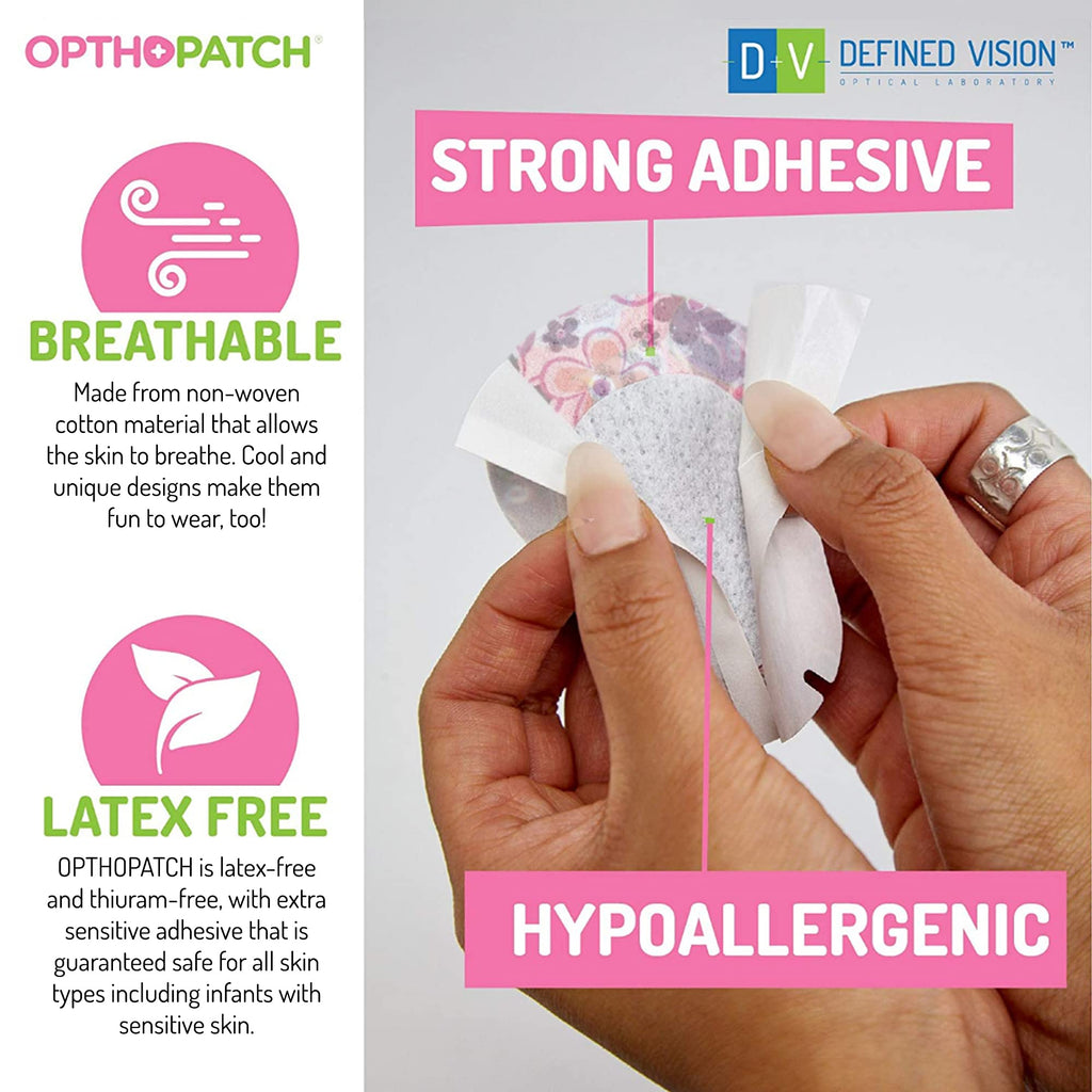 Opthopatch Eye Patches for Kids - Extra Sensitive Adhesive - Girls' Design [Series II] - 70 Count + 2 Reward Charts