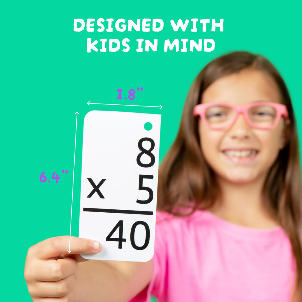 Star Right Multiplication Flash Cards - 169 Hole-Punched Math Study Multiplication Cards with 2 Binder Rings - Times Tables Practice Set for Kids Ages 8 and Up at Home or School