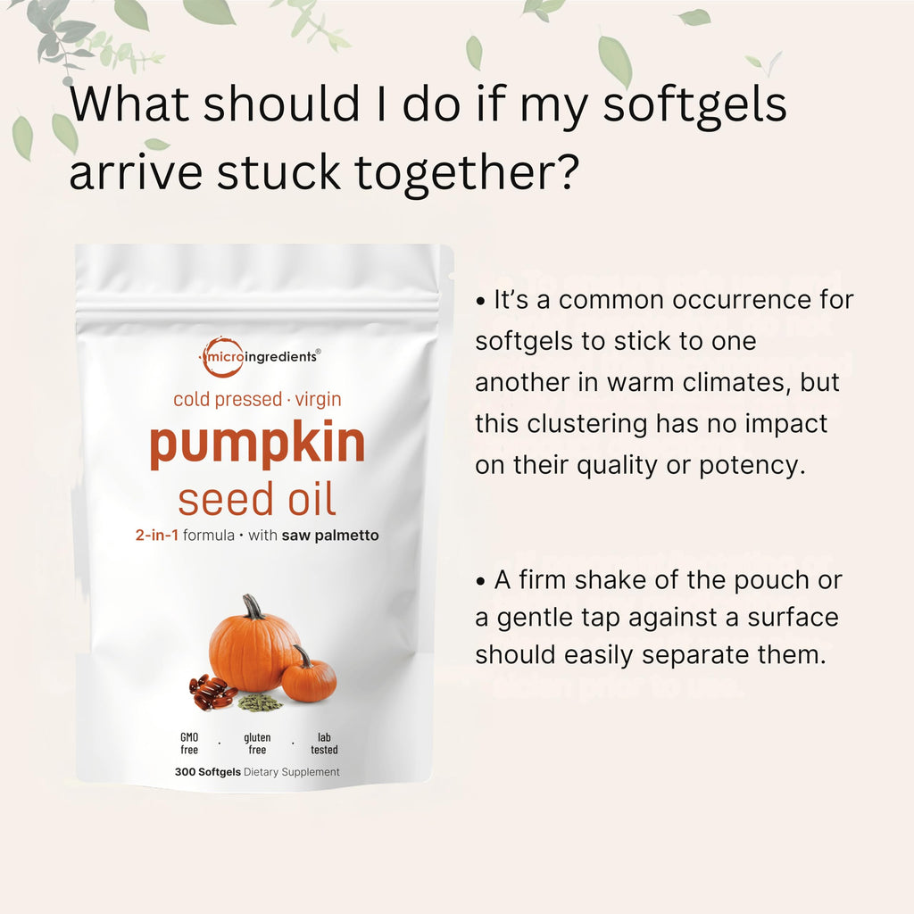 Micro Ingredients Pumpkin Seed Oil with Saw Palmetto, 300 Softgels | Cold Pressed, Pure Virgin Oil, Essential Fatty Acids, & Phytosterols | Non-GMO