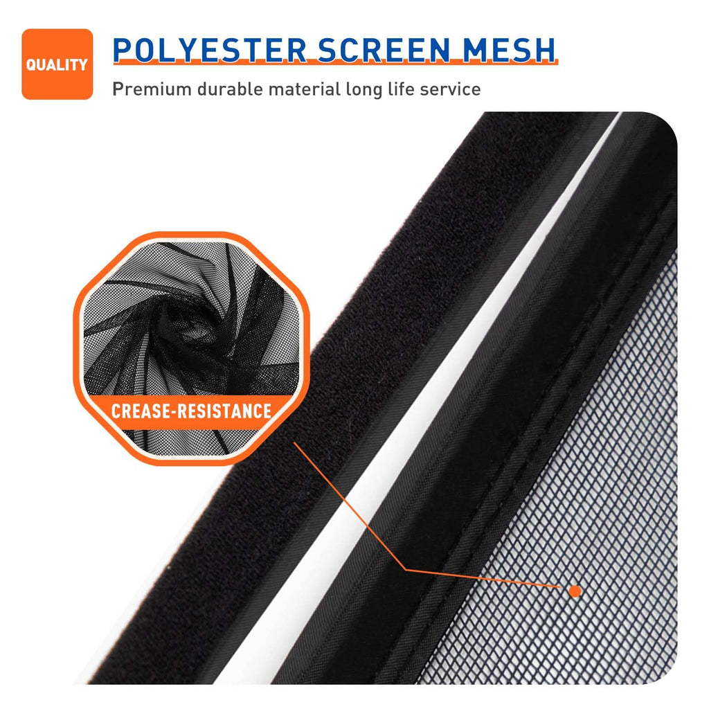 MAGZO Magnetic Screen Door Fit Door Size 72 x 80 Inches, Actual Screen Size 74 x 81 Inch Heavy Duty Side Opening Polyester Screen Curtain for Sliding Door Broader View, Black