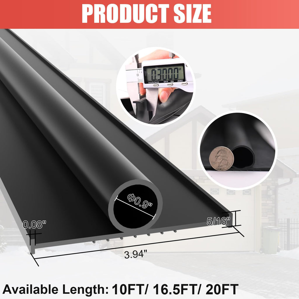 Garage Door Seals Bottom Rubber - Jobon 20 Ft Universal U+O Weatherproofing Garage Door Weather Stripping Bottom Seal Replacement Fits Most Standard Garage Doors, Easy Installation