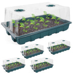 YoleShy 5 Packs Seed Starter Tray with Dome Reusable Plastic Plant Growing Trays with Humidity Domes Lids Thickened Sturdy for Seed Starting Germination Growing Seedling Propagation,14.5"x9"