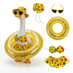 DaGailen Summer Porch Goose Outfits 23 Inch, Yellow Polka Dot Porch Goose Bikini with Swim Ring, Sun Hat Heart Sunglasses Porch Goose Accessories for Yard Garden Patio Decor