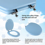 Blue Elongated Toilet Seat Natural Wood Toilet Seat with Zinc Alloy Hinges, Easy to Install also Easy to Clean, Scratch Resistant Toilet Seat by Angol Shiold (Elongated, Blue)