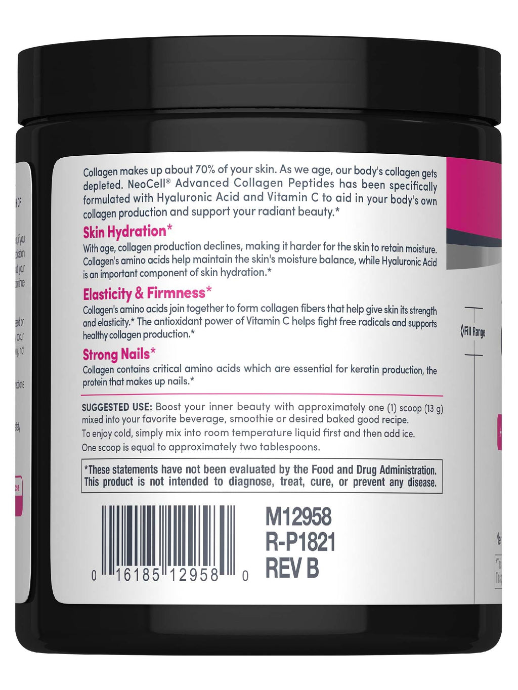 NeoCell Collagen Peptides Powder | 6.9 oz | Unflavored Supplement | with Vitamin C and Hyaluronic Acid | Advanced Formula | Hair, Skin, & Nails | for Women and Men