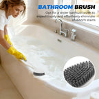 3 Pack Heavy Duty Scrub Brush Set for Household Use, Long Scrub Brush, Handheld Scrub Brush, and Crevice Brush with a Scraper Head for Cleaning Bathroom, Tile, Grout, Tub, Floor, Sink
