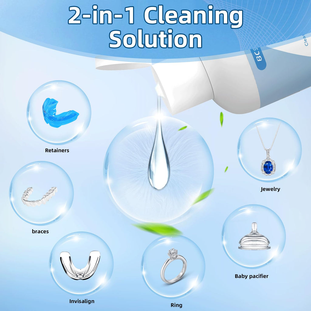 BCOM Ultrasonic Retainer Cleaner Solution & Jewelry Cleaning Liquid, 8.5 oz