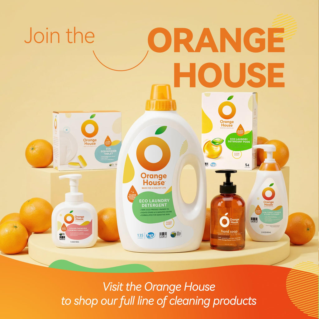 ORANGE HOUSE Natural Liquid Hand Soap, Food-Grade Orange Oil Moisturizing Hand Wash, Plant-Based & Hypoallergenic, Gentle for Sensitive Skin, Non-Toxic Citrus Scented Soap, 12 Fl Oz (6 Pack)