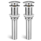 KES Bathroom Sink Drain Without Overflow, Brushed Nickel Pop Up Drain Vessel Vanity Sink Stopper 2 Pack, All Metal Rustproof Brass and 304 Stainless Steel, for 1.6"-1.9" Sink Hole, S2008D-BN-P2