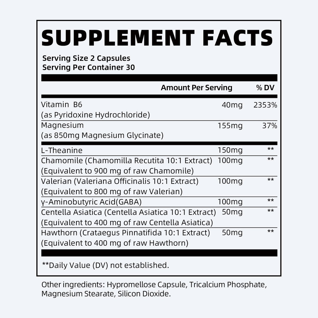 iMATCHME Magnesium Glycinate 850mg Capsules with L-Theanine, Chamomile & GABA for Sleep, Calmness, Muscle, Bone Health & Immune Support, Magnesium for Women and Men, Vegan, High-Absorption, 60 Count