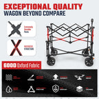 Sekey 500LBS Heavy Duty Double Decker Wagon with Extender, 400L Large Capacity Collapsible Garden Cart Fits 10x10 Canopy, All-Terrain Big Wheels with Brakes, Foldable Utility Wagon for Sports, Camping