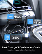 LISEN 120W for iPhone 18 17 16 Pro Max Car Charger USB C Fast Charge